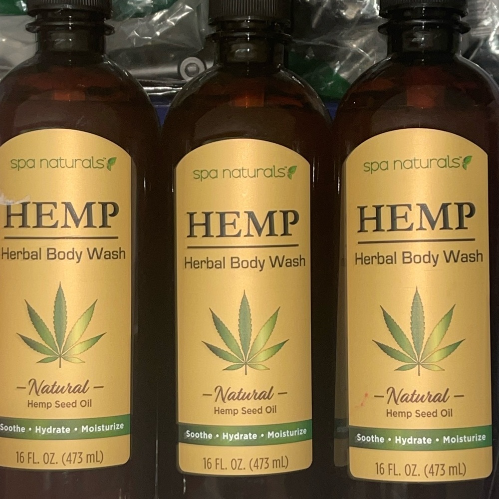 NEW! 3 BOTTLES SPA NATURALS HEMP HERBAL BODY WASH 16 FL OZ